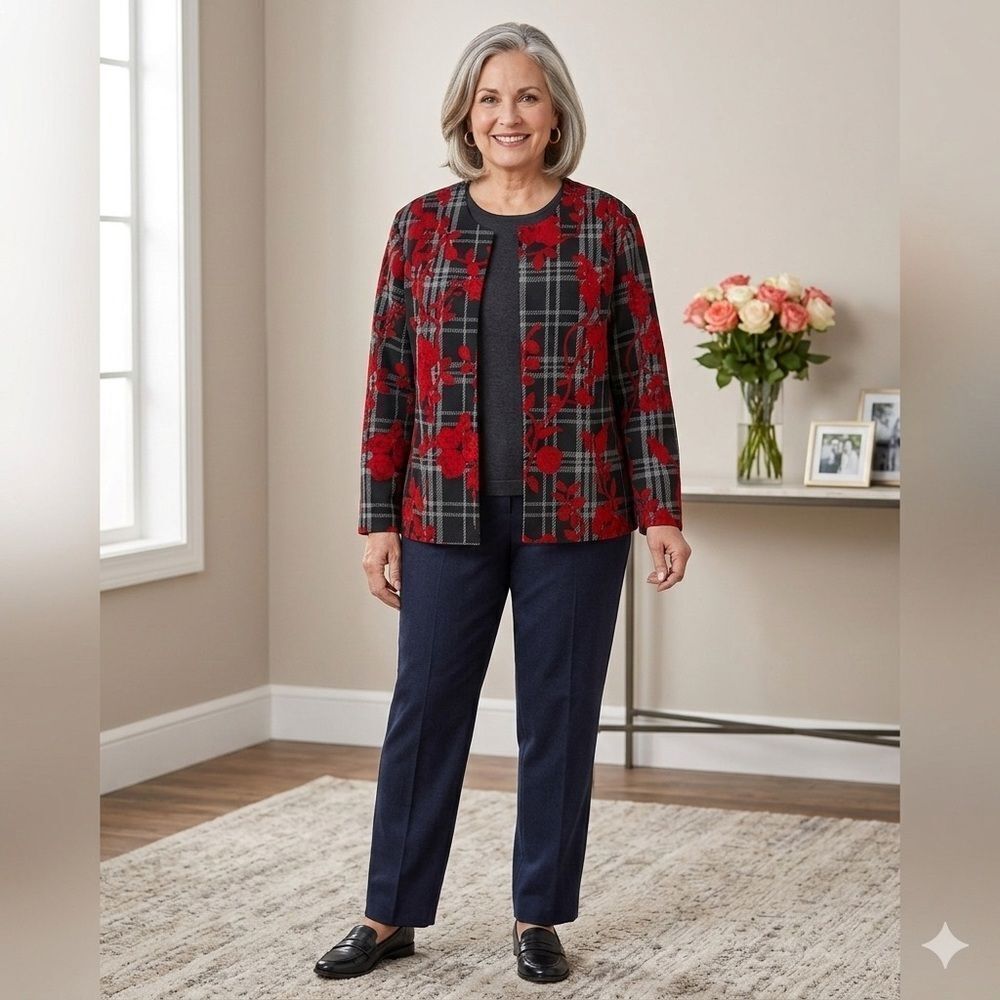 NWT Laura Plus Black/Red Floral Jacket Size 18 Canada